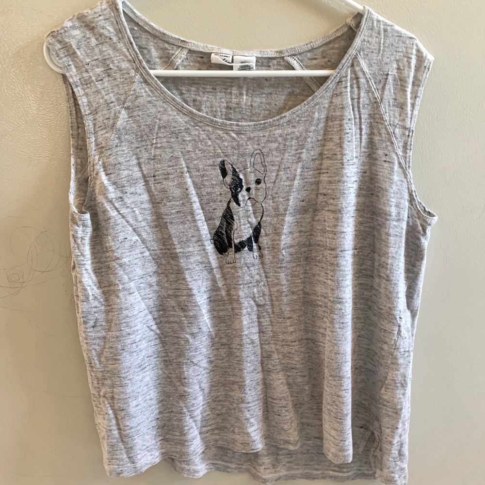 Grey frenchie puppy tank short
